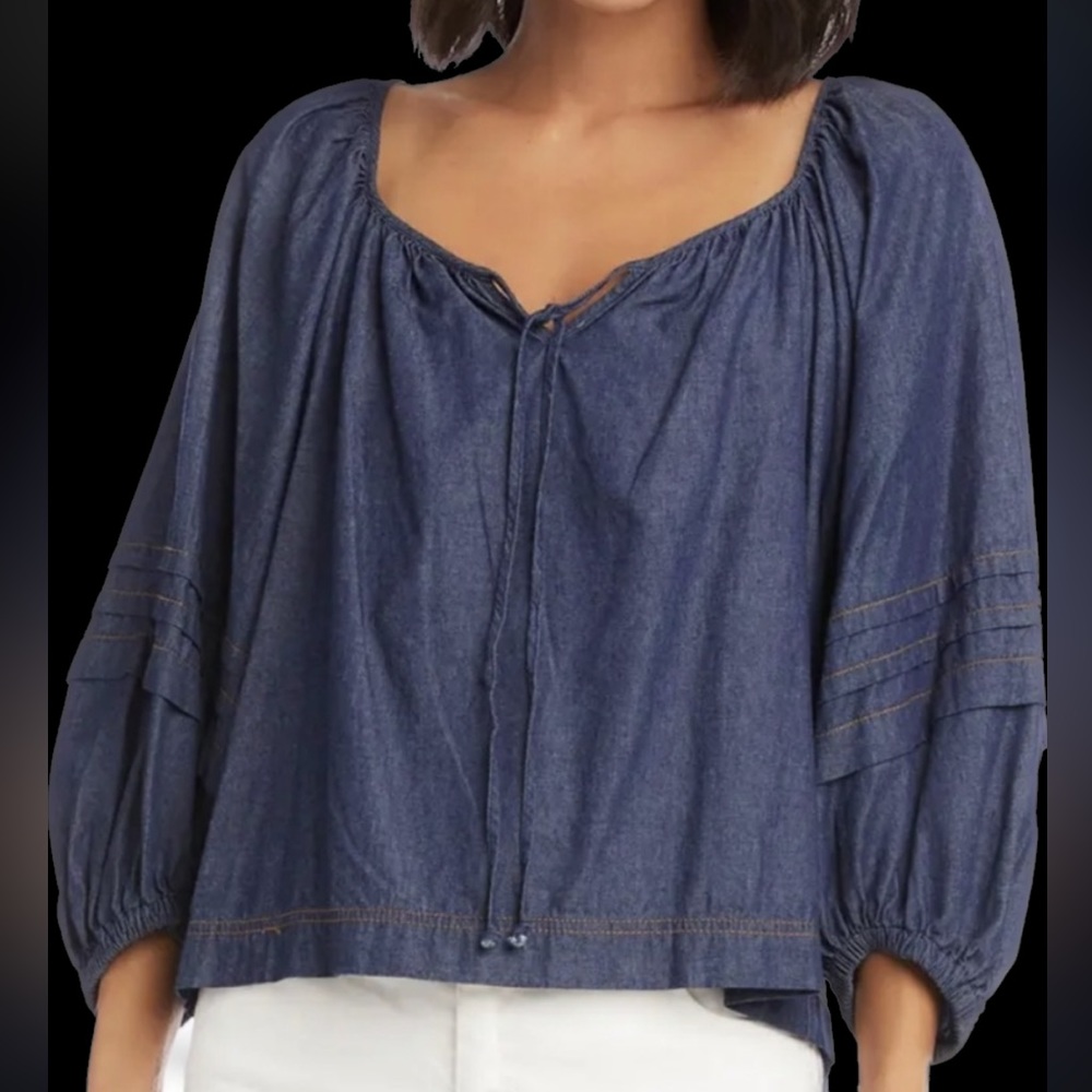 KAREN KANE Popover Cotton Peasant Blouse (S)